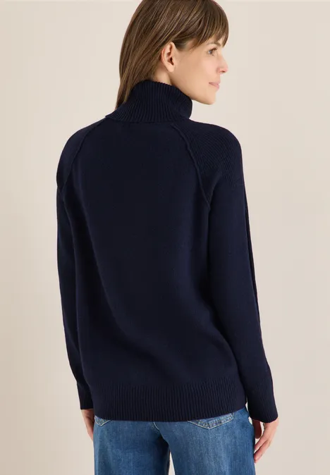 Trui met structuurmix urban dark blue