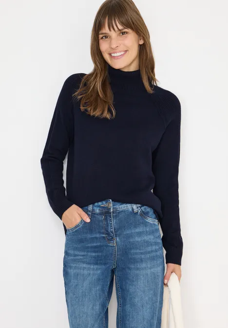 Trui met structuurmix urban dark blue
