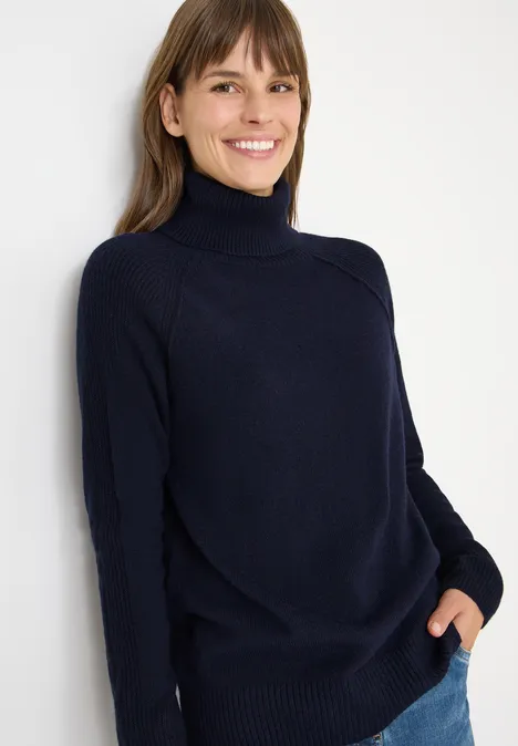 Trui met structuurmix urban dark blue