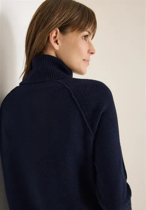 Trui met structuurmix urban dark blue