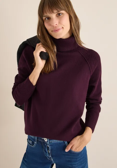 Trui met structuurmix eggplant red