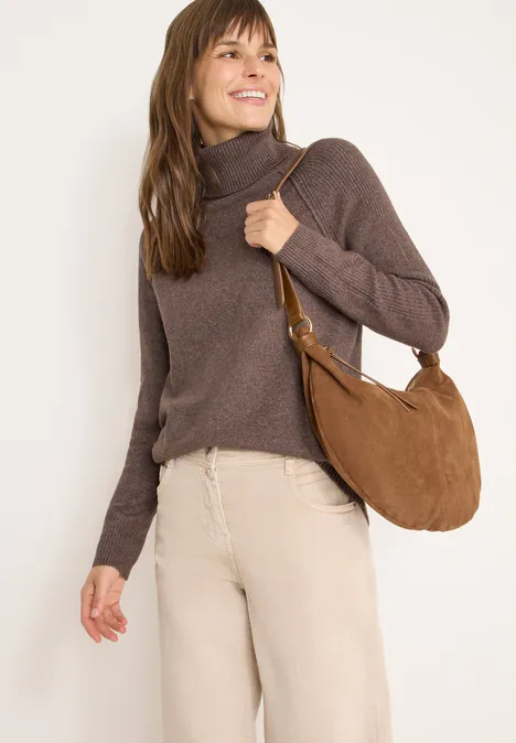 Trui met structuurmix mushroom taupe melange