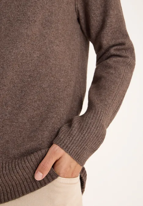 Trui met structuurmix mushroom taupe melange