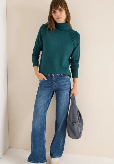 Strukturmix Pullover dark sea green melange