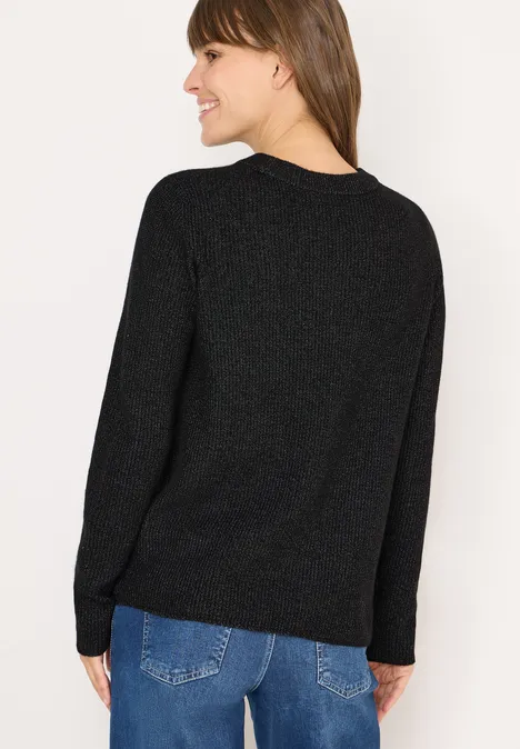 Trui met structuurdetails black melange