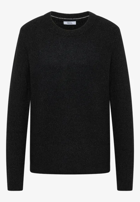 Trui met structuurdetails black melange