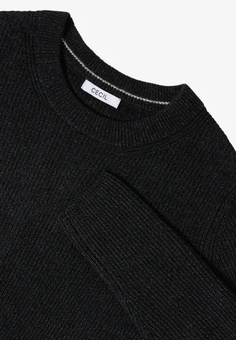 Trui met structuurdetails black melange