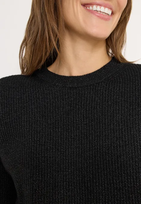 Trui met structuurdetails black melange