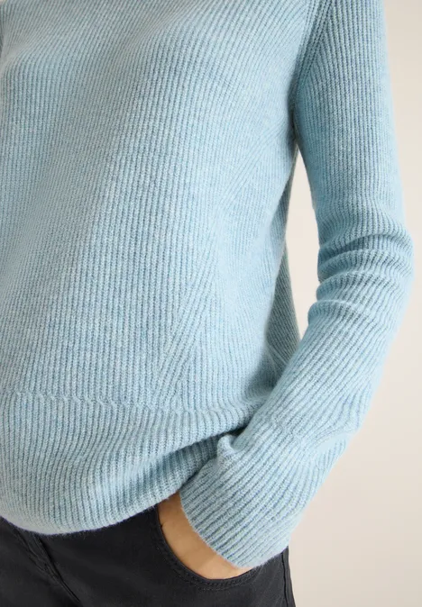 Pullover mit Strukturdetails faded blue melange