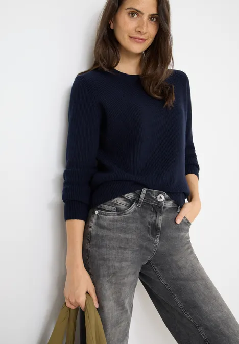 Trui met structuurdetails urban dark blue