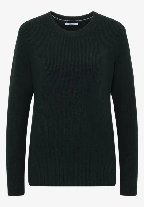 Trui met structuurdetails ink green