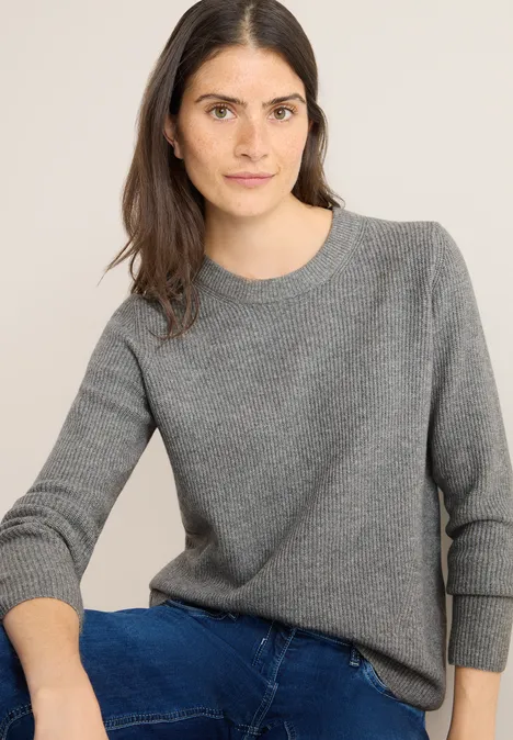 Trui met structuurdetails sporty grey melange