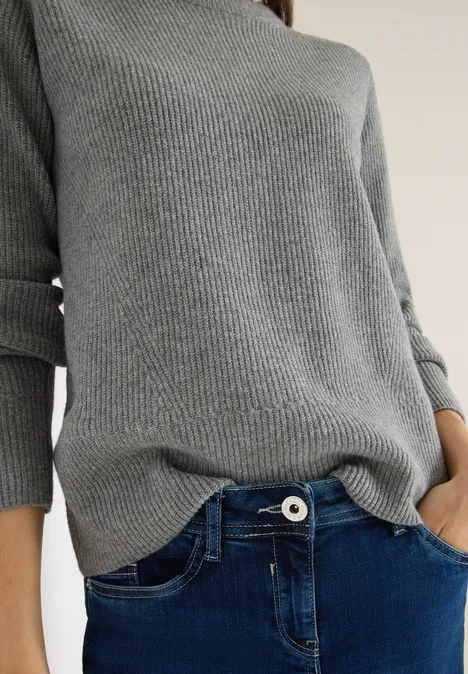 Trui met structuurdetails sporty grey melange