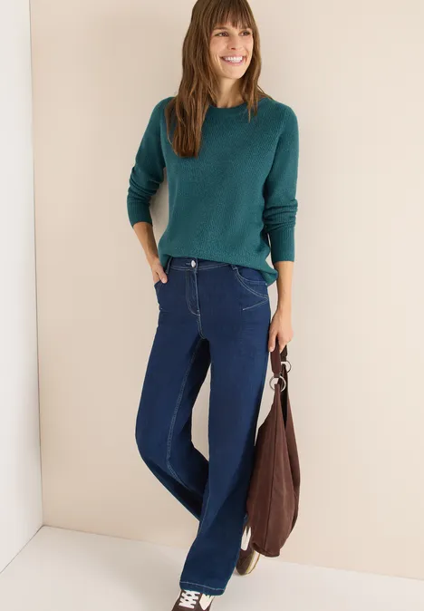 Trui met structuurdetails dark sea green melange