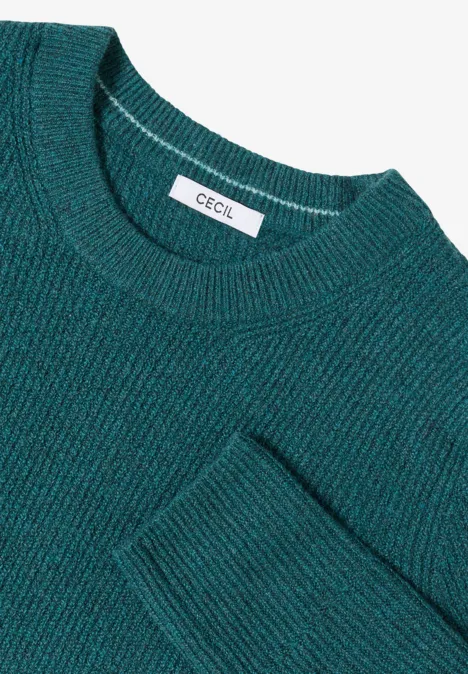 Trui met structuurdetails dark sea green melange