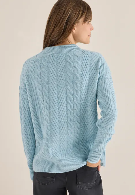 Pullover mit Strickmuster faded blue melange
