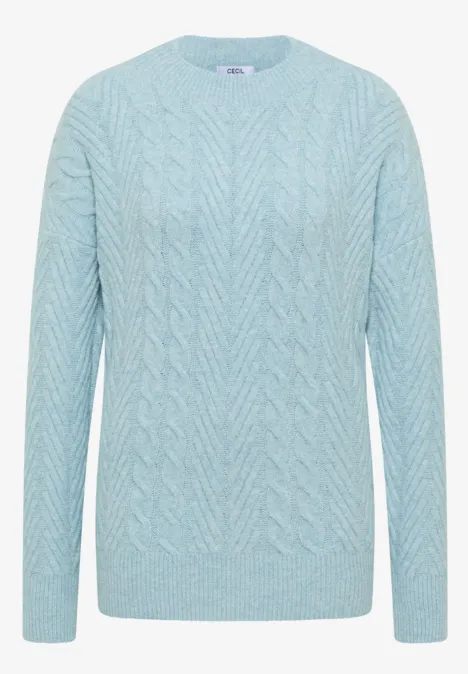 Pullover mit Strickmuster faded blue melange