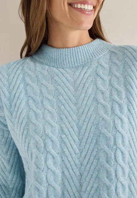 Pullover mit Strickmuster faded blue melange