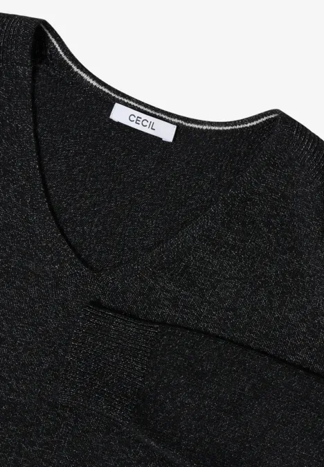 Kuscheliger V-Neck Pullover black melange