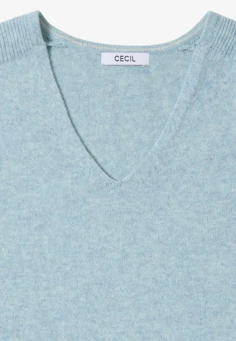 Gezellige trui met V-hals faded blue melange