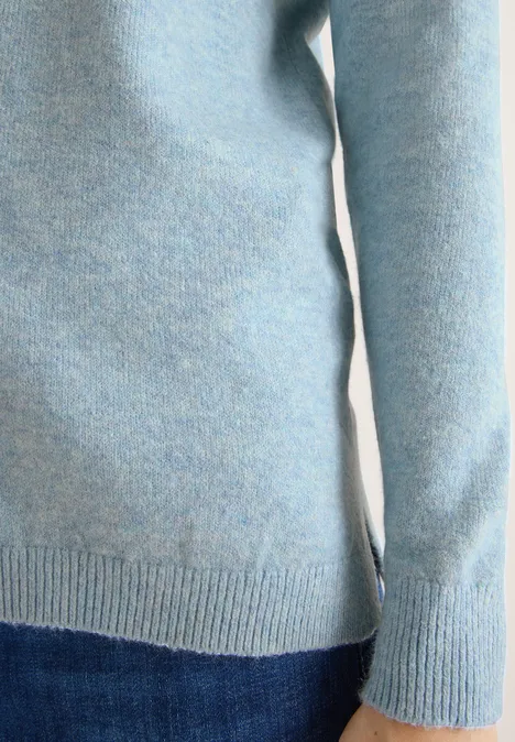 Gezellige trui met V-hals faded blue melange