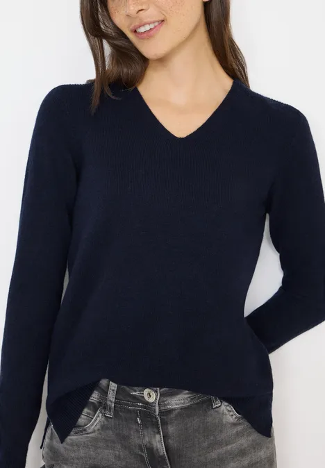 Kuscheliger V-Neck Pullover urban dark blue