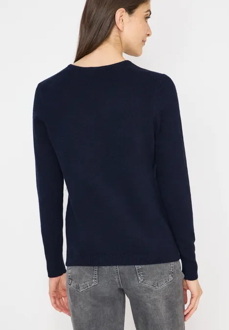 Kuscheliger V-Neck Pullover urban dark blue