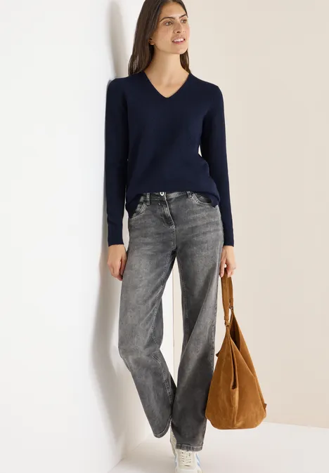 Kuscheliger V-Neck Pullover urban dark blue
