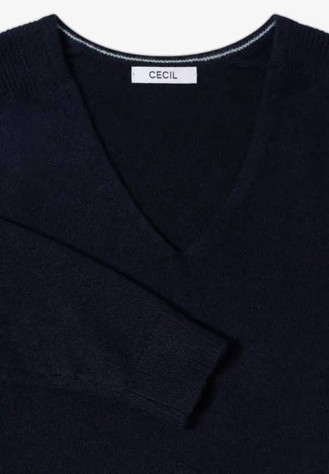 Kuscheliger V-Neck Pullover urban dark blue