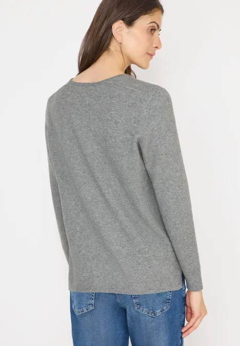 Gezellige trui met V-hals sporty grey melange