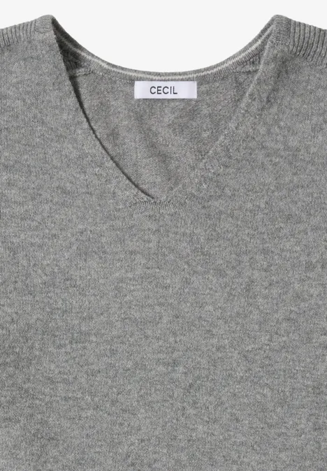 Gezellige trui met V-hals sporty grey melange