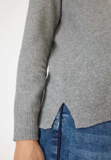 Gezellige trui met V-hals sporty grey melange