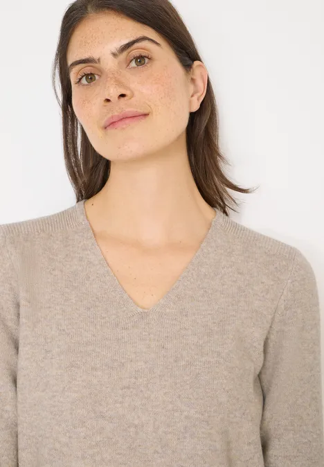 Kuscheliger V-Neck Pullover sandalwood beige melange