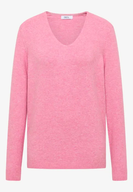 Gezellige trui met V-hals dark blossom melange