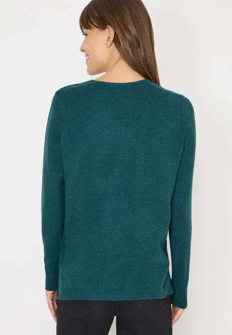 Kuscheliger V-Neck Pullover dark sea green melange