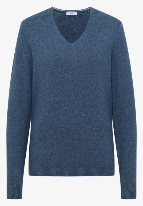 Kuscheliger V-Neck Pullover cotton blue melange