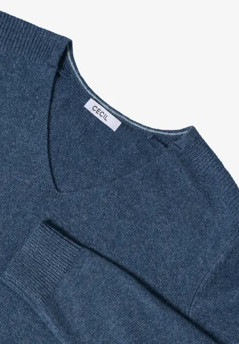 Kuscheliger V-Neck Pullover cotton blue melange