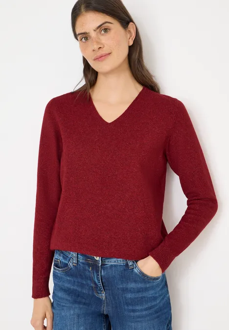 Kuscheliger V-Neck Pullover rhubarb melange