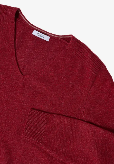 Kuscheliger V-Neck Pullover rhubarb melange