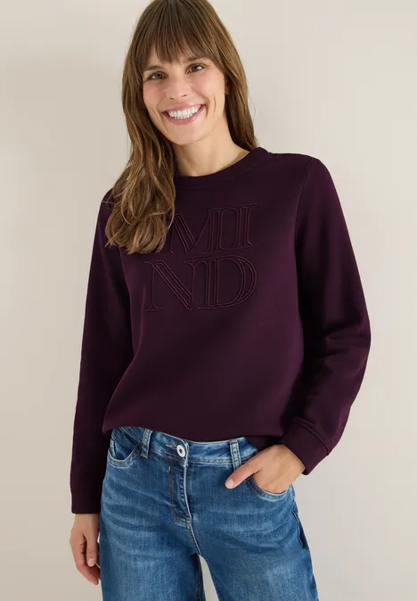 Sweatshirt mit Stickerei eggplant red
