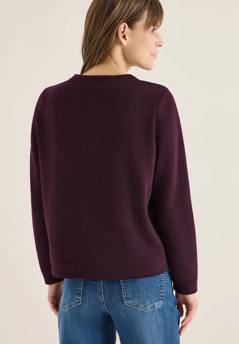 Sweatshirt mit Stickerei eggplant red