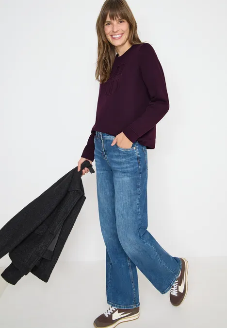 Sweatshirt mit Stickerei eggplant red
