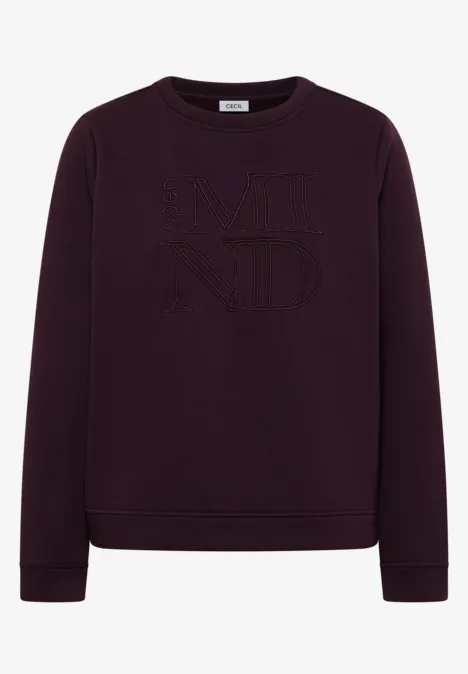 Sweatshirt mit Stickerei eggplant red