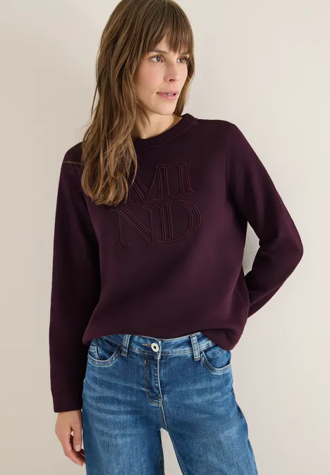 Sweatshirt mit Stickerei eggplant red