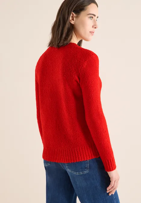 Trui met bouclé V-hals pumpkin orange