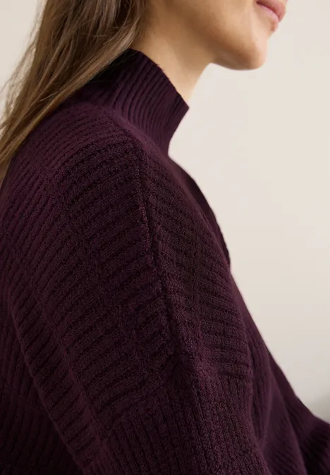 Strukturmix Pullover eggplant red