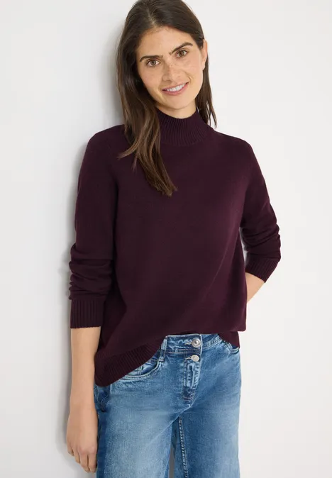 Cosy Turtleneck Pullover eggplant red melange Cosy Turtleneck Pullover eggplant red melange
