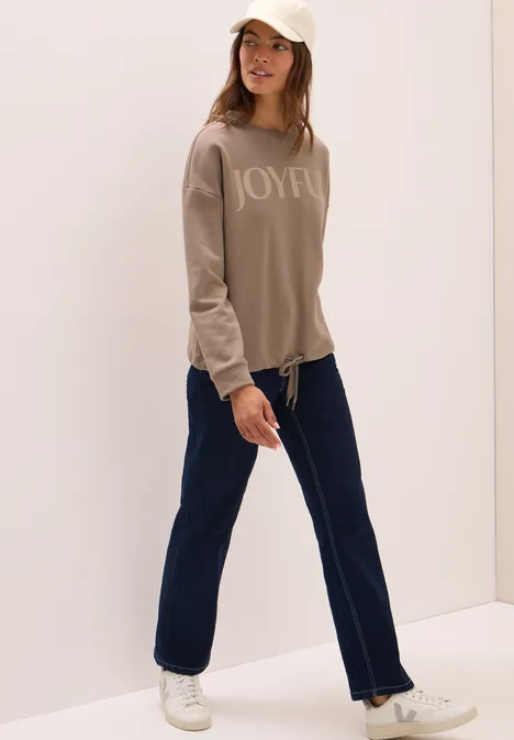 Sweater met trekkoord natural taupe
