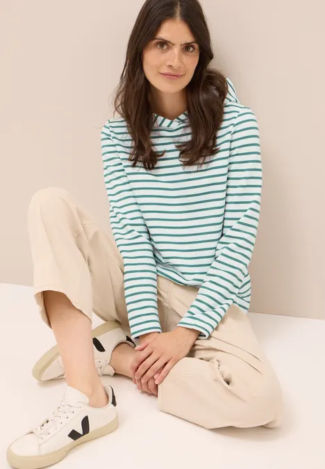 Gestreept sweatshirt jewel green