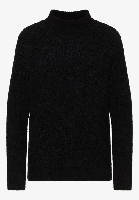 Turtleneck Chenille Pullover Black